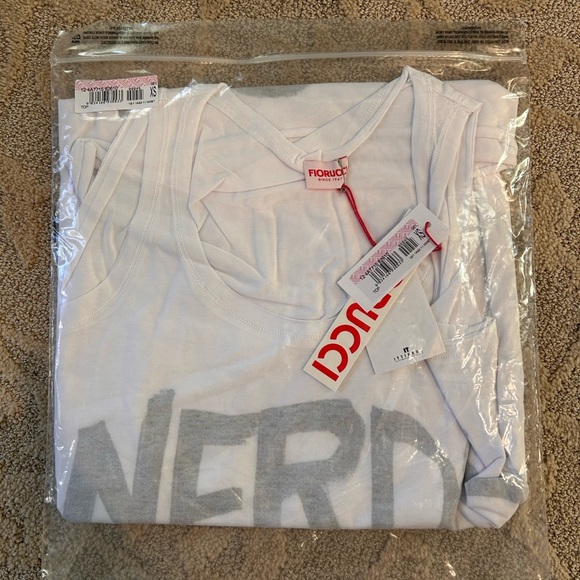 Fiorucci White Tank Top with Gray Print. - Picture 6 of 6